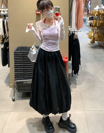 スカート ロング バルーンスカート レディース 春夏 白 黒 大きいサイズ フレアスカート フレア ボトムス 冬 秋 ロングスカート ミモレ丈 シンプル きれいめ 大人 可愛い ブラック カジュアル 大人可愛い 送料無料