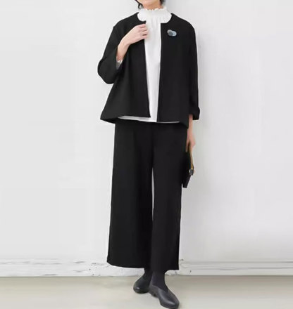 セットアップ　ジャケット　パンツ　ワイドパンツ　高級感　レディース　スーツ　パンツスーツ　ママスーツ　2点セット　パンツドレス　大きいサイズ　おしゃれ　カジュアル　春　通勤　上下セット　冠婚葬祭用　入学式　卒業式　結婚式　着痩せ