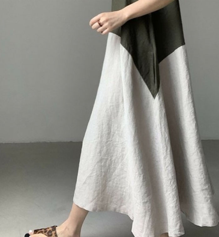 マキシワンピース 綿麻 綿麻混 バイカラー リゾートワンピース 春 夏 レディース ノースリーブ ロングワンピース 無地 ふんわり Aライン ロングワンピ ワンピース フレア ゆったり 体型カバー きれいめ オーバーサイズ リゾート コットンリネン 肌に優しい