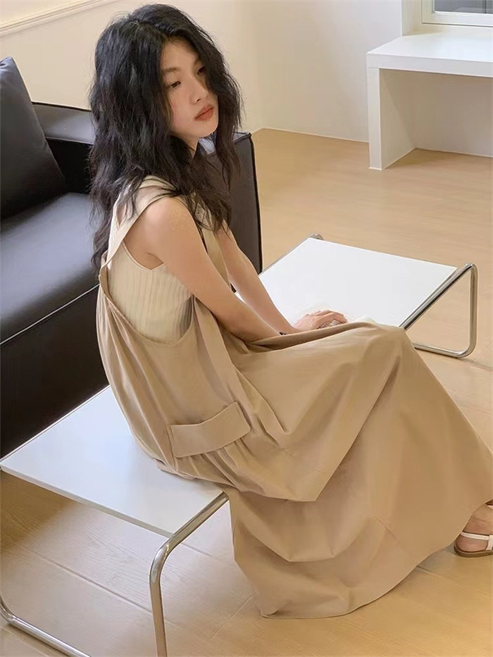 <br>オールインワン サロペット キャミワンピ レディース スカート 楽ちん 体型カバー ボトムス 春夏 綿混 マタニティ ワンピース きれいめ オフィス 仕事 ゆったり キャミワンピース 着痩せ 大きいサイズ カジュアル 送料無料 女性 通勤 脚長効果