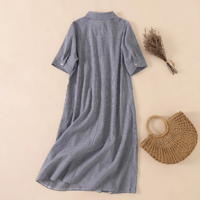 シャツワンピース 半袖 春夏 レディース ロングワンピース チェック ロング 大きいサイズ 綿混 マキシワンピース ゆったり 30代 40代 50代 マキシ丈 体型カバー マキシワンピ カジュアル きれいめ 可愛い 大人 オシャレ 送料無料