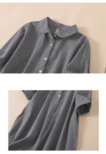 シャツワンピース 半袖 春夏 レディース ロングワンピース チェック ロング 大きいサイズ 綿混 マキシワンピース ゆったり 30代 40代 50代 マキシ丈 体型カバー マキシワンピ カジュアル きれいめ 可愛い 大人 オシャレ 送料無料