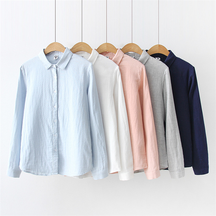 シャツ レディース ゆったり 長袖 おしゃれ オフィス 綿 ガーゼシャツ ブラウス 綿シャツ 羽織り コットン ベーシック コットンシャツ トップス 無地 30代 40代 50代 春夏秋冬 送料無料 柔らか 長袖シャツ スーツインナー ビッグシルエット スタンドカラー 大人可愛い 秋
