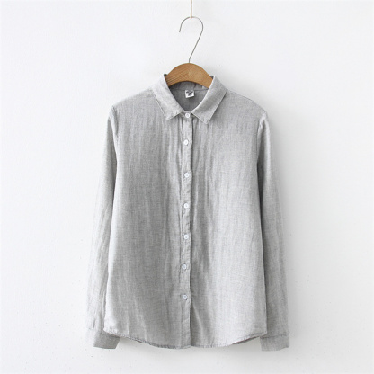 シャツ レディース ゆったり 長袖 おしゃれ オフィス 綿 ガーゼシャツ ブラウス 綿シャツ 羽織り コットン ベーシック コットンシャツ トップス 無地 30代 40代 50代 春夏秋冬 送料無料 柔らか 長袖シャツ スーツインナー ビッグシルエット スタンドカラー 大人可愛い 秋