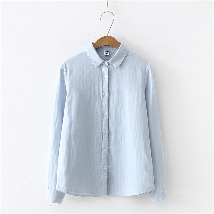 シャツ レディース ゆったり 長袖 おしゃれ オフィス 綿 ガーゼシャツ ブラウス 綿シャツ 羽織り コットン ベーシック コットンシャツ トップス 無地 30代 40代 50代 春夏秋冬 送料無料 柔らか 長袖シャツ スーツインナー ビッグシルエット スタンドカラー 大人可愛い 秋
