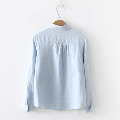 シャツ レディース ゆったり 長袖 おしゃれ オフィス 綿 ガーゼシャツ ブラウス 綿シャツ 羽織り コットン ベーシック コットンシャツ トップス 無地 30代 40代 50代 春夏秋冬 送料無料 柔らか 長袖シャツ スーツインナー ビッグシルエット スタンドカラー 大人可愛い 秋