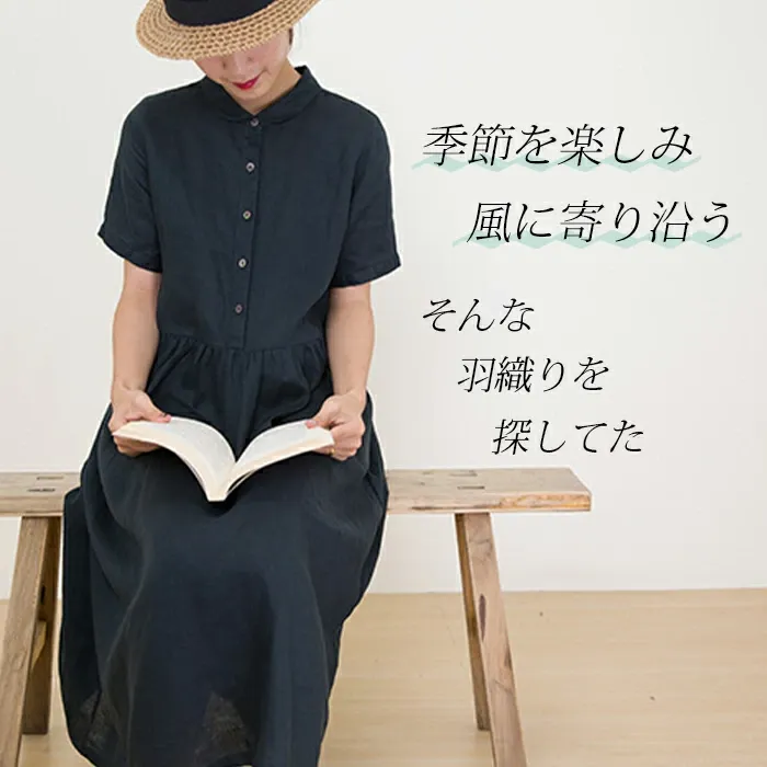 シャツワンピース ガーゼ レディース ロングワンピース 綿麻ワンピ 半袖 シンプル 体型カバー マキシ丈 ゆるっと ミモレ 無地 春 夏 カジュアル 綿麻 ナチュラル プレゼント 大人可愛い 黒 緑 送料無料 30代 40代 50代