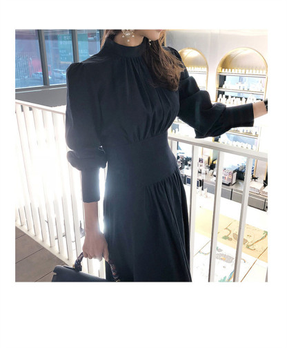 <br>長袖 ワンピース スタンドカラー シャツワンピース シフォンワンピース ギャザー ロングワンピース レディース 春 ミモレ丈 無地 リボン付き ゆったり きれいめ おしゃれ 通勤 入園式 卒業式 フォーマル シフォン ゆったり 大人可愛い 送料無料