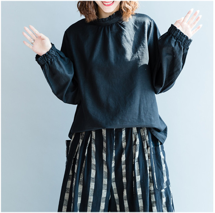 <br>シャツ ブラウス トレーナー 異素材 ギャザー リネン混シャツ レディース 綿麻混 トップス リネン 長袖 ナチュラル 着痩せ ゆったり 体型カバー カジュアル Ｖネック春 夏 秋 ビッグシルエット 柔らか ゆったり 大人可愛い 秋 送料無料