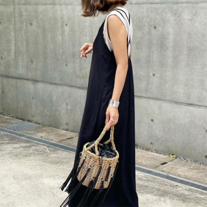 <br>キャミワンピース サロペット ワンピース レディース 秋 夏 黒 ジャンパースカート ベーシック ゆったり 無地 体型カバー 大きいサイズ キャミ ロングワンピース ロング丈 キャミソール オールシーズン 春夏秋冬 送料無料