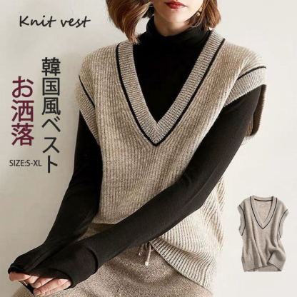 <br>ニットベスト レディース ベスト Vネック トップス 無地 重ね着 定番 ニット カーディガン きれいめ ノースリーブ カジュアル 大人 かわいい シンプル 春 秋 冬 無地 送料無料