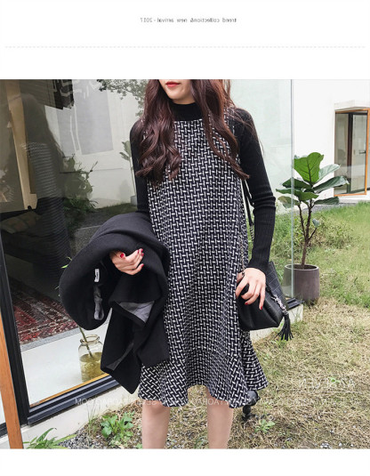 <br>ジャンパースカート 秋冬 千鳥格子 50代 セット フレア裾 大きいサイズ 大人 オールインワン レディース ロングワンピース キャミワンピース カジュアル 秋 冬 きれいめ オーバーオール ジャンスカ 春 秋 冬 おしゃれ 大人可愛い 送料無料「トップス+ジャンスカ」