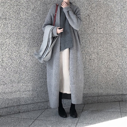 <br>カーディガン ニットカーディガン ロングカーディガン ロング マキシ ニット ロングカーデ ロングニット アウター レディース 秋冬 羽織り トップス 長袖 Vネック Iライン ローゲージニット リブ リブニット 長い 大きいサイズ 秋 冬 送料無料