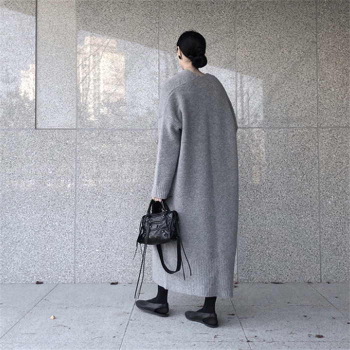 <br>カーディガン ニットカーディガン ロングカーディガン ロング マキシ ニット ロングカーデ ロングニット アウター レディース 秋冬 羽織り トップス 長袖 Vネック Iライン ローゲージニット リブ リブニット 長い 大きいサイズ 秋 冬 送料無料