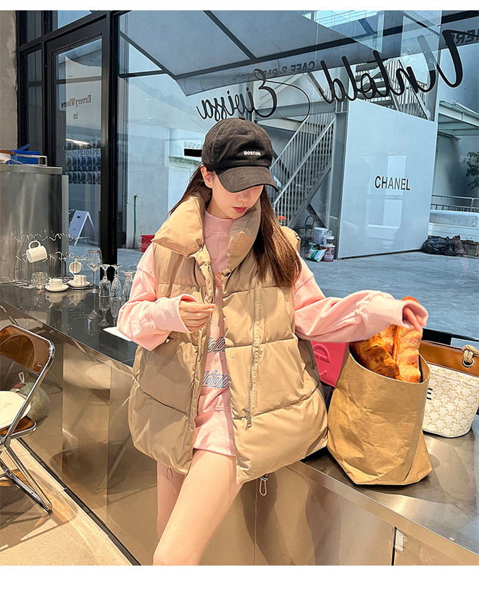 <br>ベスト レディース  大きいサイズ アウター ジャケット ベスト 中綿 フェイクダウン 上着 羽織り ハイネック 軽い 軽量 秋 フェイク ダウンベスト 通勤 通学 暖かい 無地 お出かけ 秋冬 30代 ノースリーブ ゆったり 体型カバー 大人可愛い 送料無料