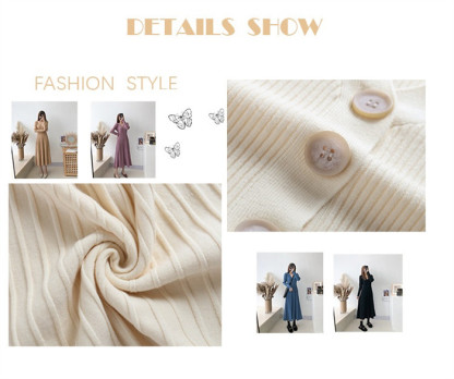 <br>ニットワンピース リブニットワンピース ワンピース レディース リブ ニットワンピ マキシ丈 ボタン Aライン きれいめ 上品 大人 ブラック 2023秋冬新作  秋冬 Vネック 長袖 ブラック きれいめ ハイウエスト プリーツ 体型カバー 送料無料