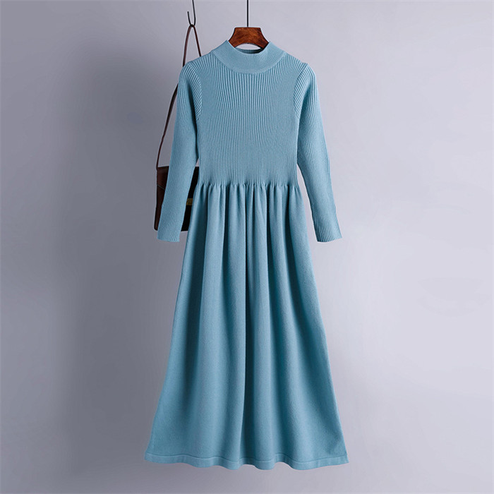 <br>ニットワンピース リブニットワンピース ワンピース レディース リブ ニットワンピ マキシ丈 ボタン Aライン きれいめ 上品 大人 ブラック 2023秋冬新作  秋冬 ハイネック 長袖 ブラック きれいめ ハイウエスト プリーツ 体型カバー 送料無料