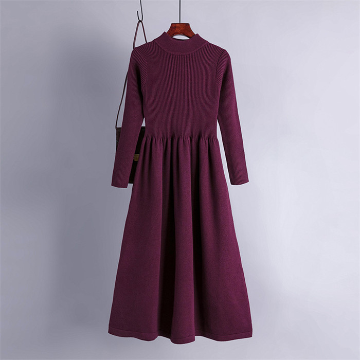 <br>ニットワンピース リブニットワンピース ワンピース レディース リブ ニットワンピ マキシ丈 ボタン Aライン きれいめ 上品 大人 ブラック 2023秋冬新作  秋冬 ハイネック 長袖 ブラック きれいめ ハイウエスト プリーツ 体型カバー 送料無料