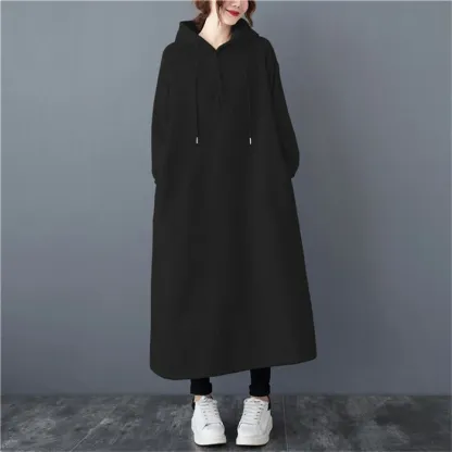 裏起毛パーカーワンピース レギュラー丈 ロングワンピ あったか 着回し 裏起毛 ワンピース  レディース フード付き マキシ丈 Aライン きれいめ 上品 大人 ブラック 2023秋冬新作  秋冬 長袖 きれいめ ハイウエスト 体型カバー 送料無料