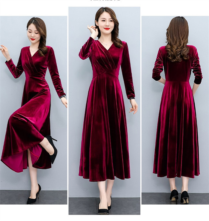 <br>ロングワンピース ベロア レディース ワンピース ベルベット ベロアワンピ 長袖 ロング丈 大きいサイズ 体型カバー あったか 暖かい Vネック ミモレ ゆったり カジュアル 大人 着痩せ 30代 40代 50代 春 秋 冬 きれいめ 無地 送料無料