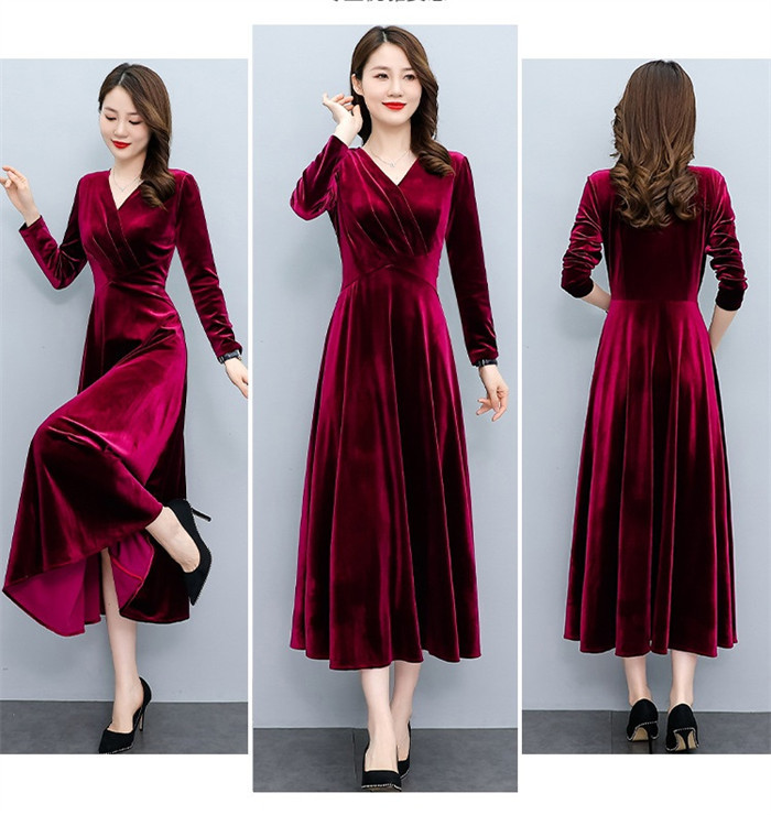 <br>ロングワンピース ベロア レディース ワンピース ベルベット ベロアワンピ 長袖 ロング丈 大きいサイズ 体型カバー あったか 暖かい Vネック ミモレ ゆったり カジュアル 大人 着痩せ 30代 40代 50代 春 秋 冬 きれいめ 無地 送料無料