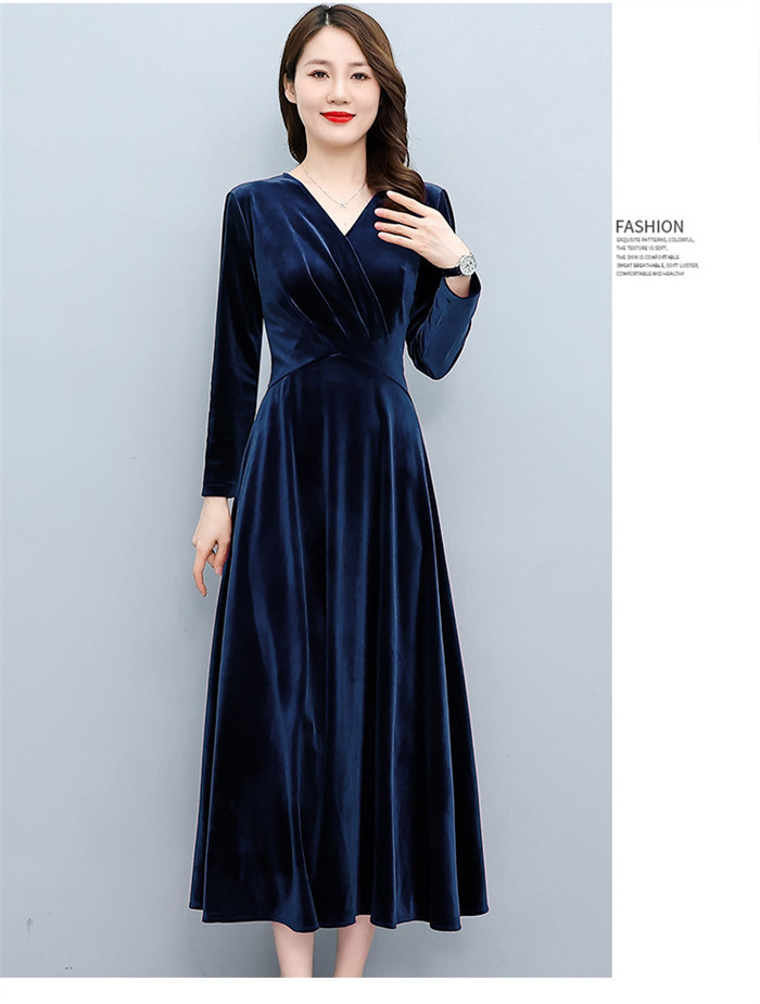 <br>ロングワンピース ベロア レディース ワンピース ベルベット ベロアワンピ 長袖 ロング丈 大きいサイズ 体型カバー あったか 暖かい Vネック ミモレ ゆったり カジュアル 大人 着痩せ 30代 40代 50代 春 秋 冬 きれいめ 無地 送料無料