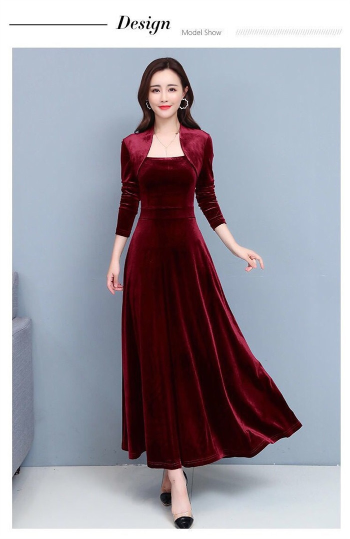<br>ベロアワンピース ワンピース ベロアワンピ ロング丈 ベルベット 長袖 ドレス パーティードレス クラブ Aライン スレンダーライン 秋冬 無地 カラードレス 大人 フォーマル 結婚式 ステージドレス 披露宴 ロング 厚地 大きいサイズ 着痩せ きれいめ 送料無料