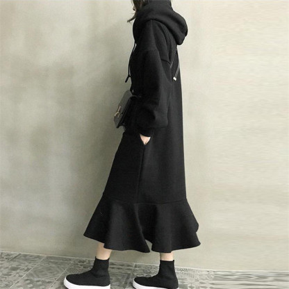 <br>ワンピース 秋 ロングワンピース パーカー 秋冬 パーカーワンピース 長袖 ロングワンピース ロングワンピ フードワンピ フーディ カジュアル 可愛い きれいめ レディース 暖か 大きいサイズ 体型カバー 大人 着痩せ 40代 50代 送料無料