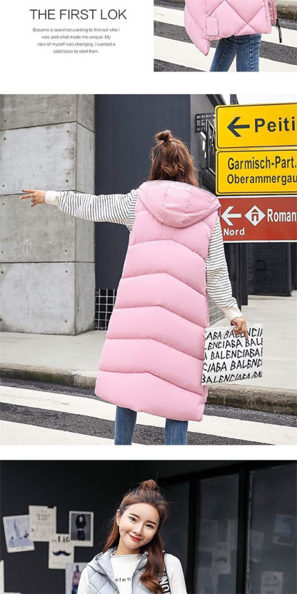 <br>ダウンベスト レディース フード付き ロングジレ 大きいサイズ ジレ ジャケット ベスト 中綿 フェイクダウン 上着 羽織り ハイネック 軽い 軽量 秋 フェイク 通勤 通学 暖かい 無地 お出かけ 秋冬 ノースリーブ 大人可愛い 送料無料