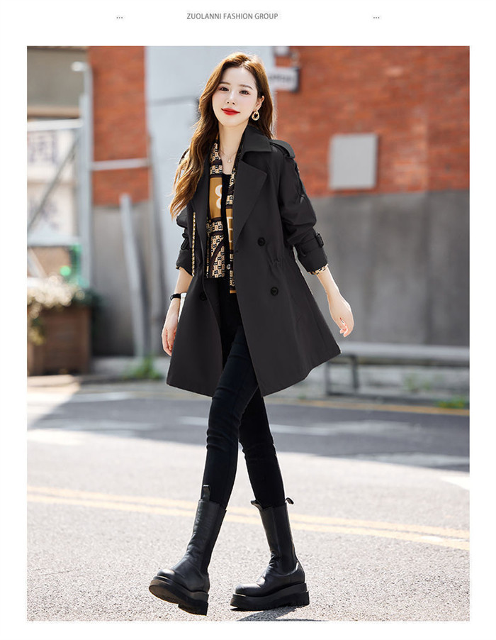 <br>トレンチコート レディース ミドル丈 厚手 aライン ベルト付き ダブルボタン 無地 おしゃれ 春秋 