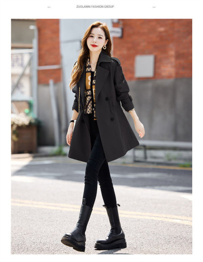 <br>トレンチコート レディース ミドル丈 厚手 aライン ベルト付き ダブルボタン 無地 おしゃれ 春秋 