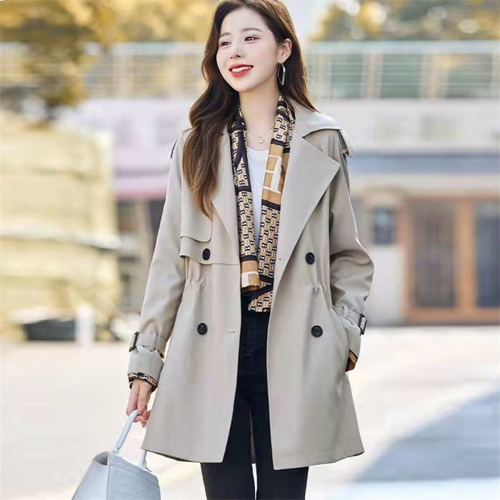 <br>トレンチコート レディース ミドル丈 厚手 aライン ベルト付き ダブルボタン 無地 おしゃれ 春秋 