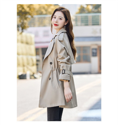 <br>トレンチコート レディース ミドル丈 厚手 aライン ベルト付き ダブルボタン 無地 おしゃれ 春秋 
