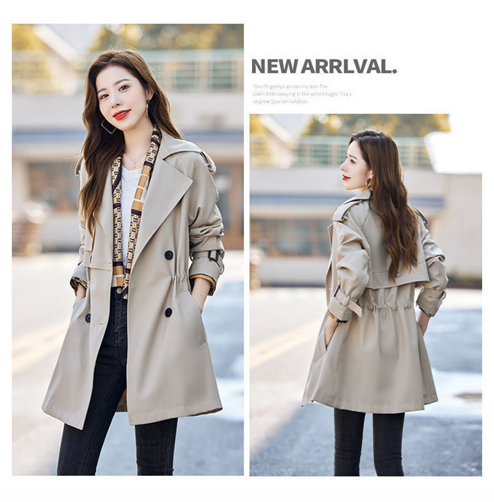 <br>トレンチコート レディース ミドル丈 厚手 aライン ベルト付き ダブルボタン 無地 おしゃれ 春秋 