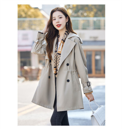 <br>トレンチコート レディース ミドル丈 厚手 aライン ベルト付き ダブルボタン 無地 おしゃれ 春秋 