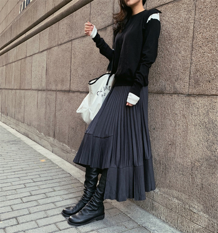<br>プリーツスカート アシンメトリー レディース ボトムス 秋 冬 フレア ロングスカート プリーツ ミモレ丈 大きいサイズ ハイウエスト Aライン お洒落 無地 ゆったり