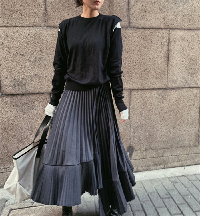 <br>プリーツスカート アシンメトリー レディース ボトムス 秋 冬 フレア ロングスカート プリーツ ミモレ丈 大きいサイズ ハイウエスト Aライン お洒落 無地 ゆったり