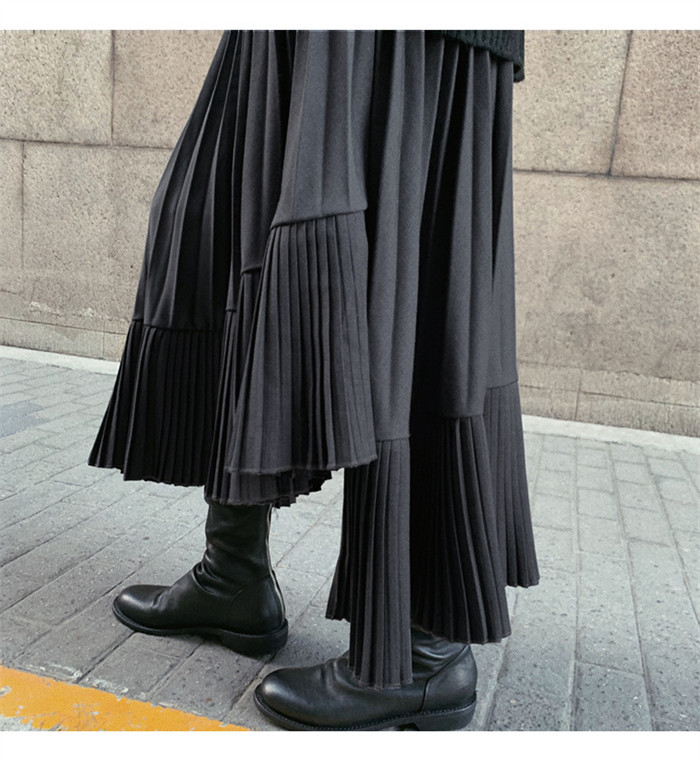 <br>プリーツスカート アシンメトリー レディース ボトムス 秋 冬 フレア ロングスカート プリーツ ミモレ丈 大きいサイズ ハイウエスト Aライン お洒落 無地 ゆったり