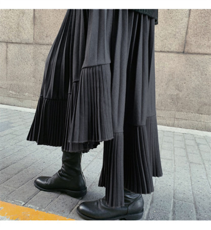 <br>プリーツスカート アシンメトリー レディース ボトムス 秋 冬 フレア ロングスカート プリーツ ミモレ丈 大きいサイズ ハイウエスト Aライン お洒落 無地 ゆったり