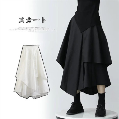 <br>フレアスカート 不規則裾 アシンメトリー レディース ボトムス 秋 冬 フレア ロングスカート プリーツ ミモレ丈 大きいサイズ ハイウエスト Aライン お洒落 無地 ゆったり 