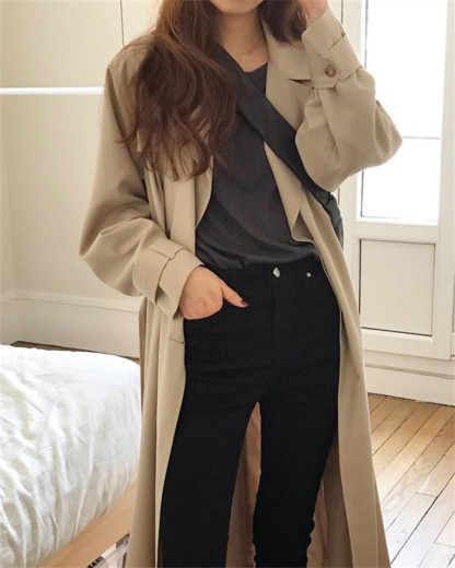 <br>送料無料 トレンチコート レディース ロング aライン ベルト付き ダブルボタン スリット 無地 おしゃれ 春秋 スプリングコート 就活 ビジネス 定番 通勤 コート 春 ロングコート 羽織り ロング丈 大きいサイズ きれいめ