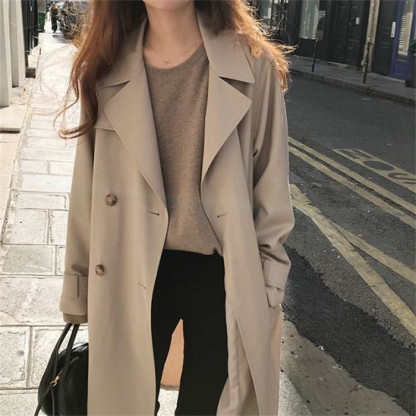 <br>送料無料 トレンチコート レディース ロング aライン ベルト付き ダブルボタン スリット 無地 おしゃれ 春秋 スプリングコート 就活 ビジネス 定番 通勤 コート 春 ロングコート 羽織り ロング丈 大きいサイズ きれいめ