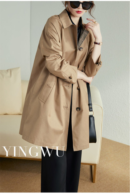 <br>トレンチコート レディース ショート丈 aライン ダブルボタン スリット 無地 おしゃれ 春秋 アウター スプリングコート 就活 ビジネス 定番 通勤 コート 春 夏 ロングコート 