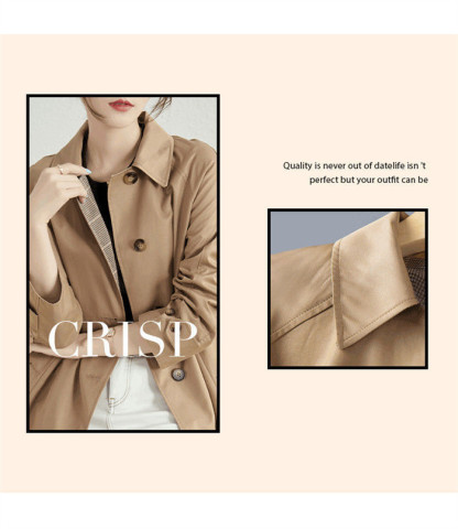 <br>トレンチコート レディース ショート丈 aライン ダブルボタン スリット 無地 おしゃれ 春秋 アウター スプリングコート 就活 ビジネス 定番 通勤 コート 春 夏 ロングコート 