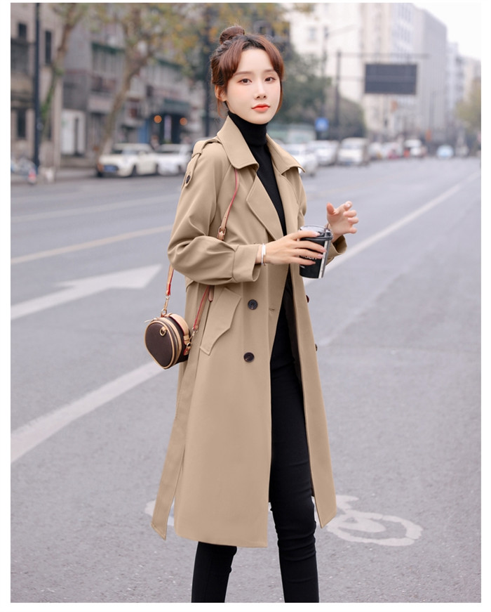 <br>トレンチコート レディース ミディ丈・ミディアム丈 aライン おしゃれ 春 ダブルボタン 無地 アウター スプリングコート 就活 ビジネス 定番 通勤 コート ロングコート 羽織り
