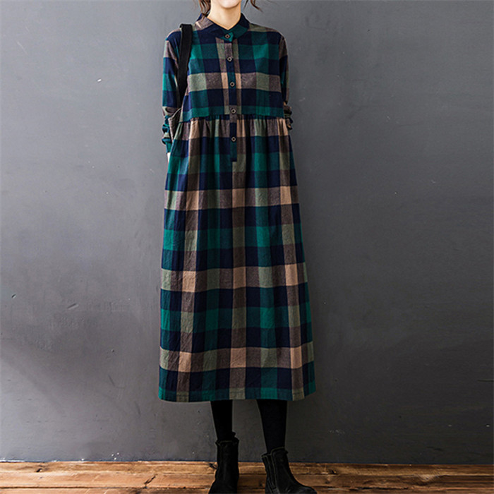 <br>シャツワンピース チェック 秋 秋冬 長袖 大きいサイズ ロング ワンピース レディース チェック柄 マキシワンピース 30代 40代 ゆったり 体型カバー ビッグシルエット