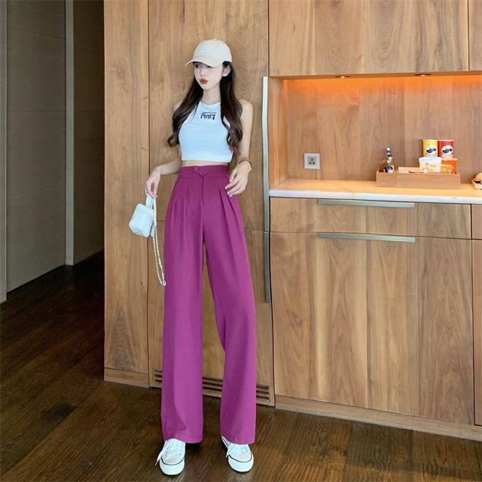 <br>ワイドパンツ レディース ダブルタック タックパンツ ワイドタック タックワイドパンツ カラーパンツ 韓国 体型カバー ストレート きれいめ カジュアル ウエストゴム