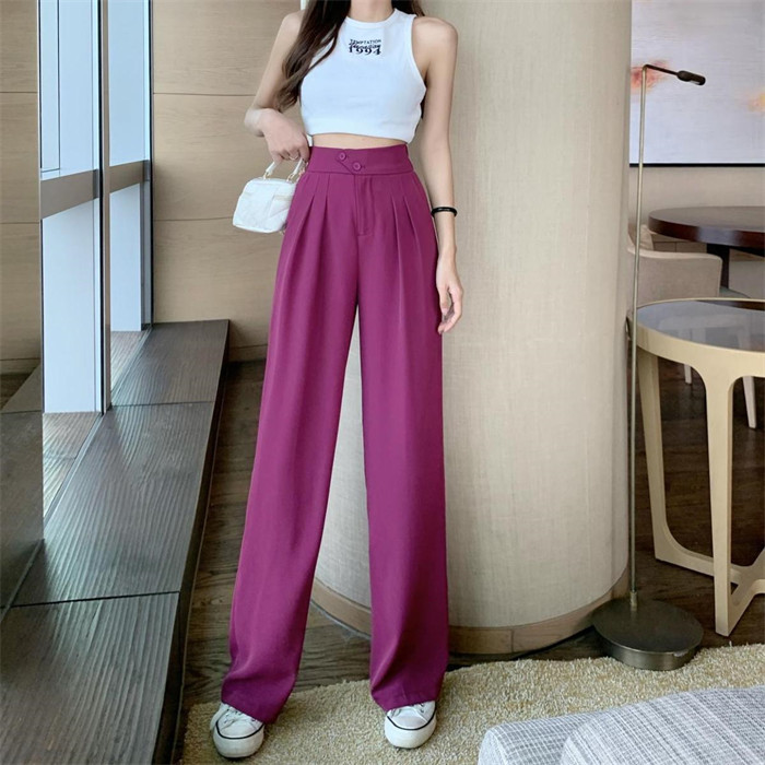 <br>ワイドパンツ レディース ダブルタック タックパンツ ワイドタック タックワイドパンツ カラーパンツ 韓国 体型カバー ストレート きれいめ カジュアル ウエストゴム