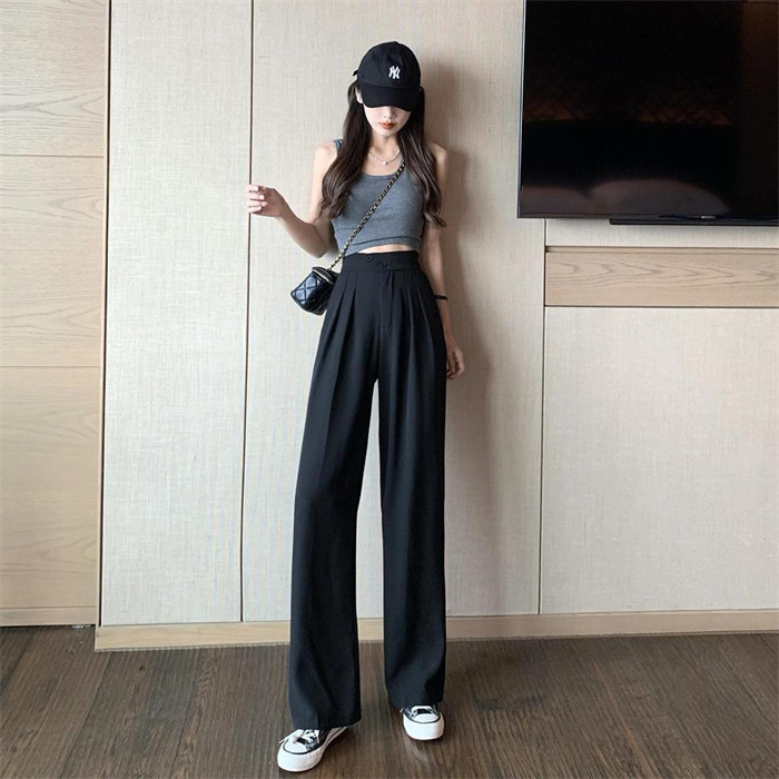 <br>ワイドパンツ レディース ダブルタック タックパンツ ワイドタック タックワイドパンツ カラーパンツ 韓国 体型カバー ストレート きれいめ カジュアル ウエストゴム