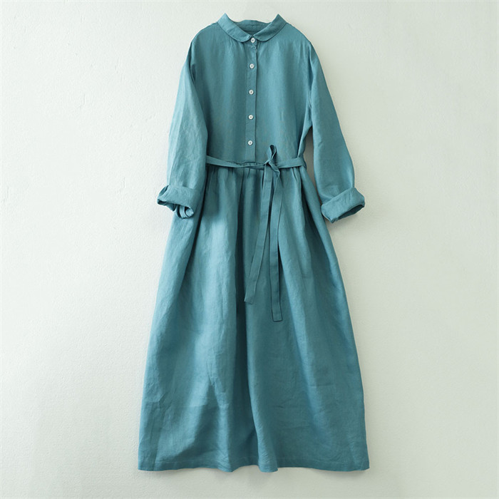 <br>ロングワンピース 綿麻 レディース きれいめ 春 七分袖 半袖 夏 大きいサイズ ガーゼ ダブルガーゼ ロングワンピース ベルト付き ロング